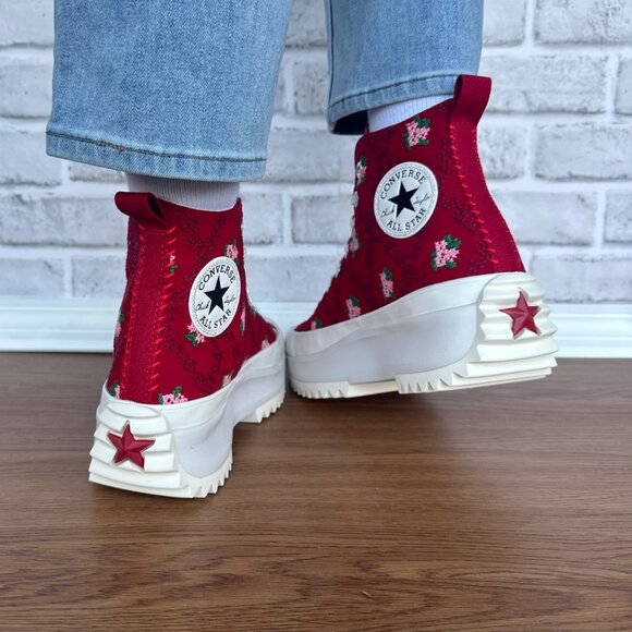❤️CONVERSE Run Star Hike Hi Platform Rose Cross Stitch 9 Womens Sneakers A14885C - Picture 4 of 14